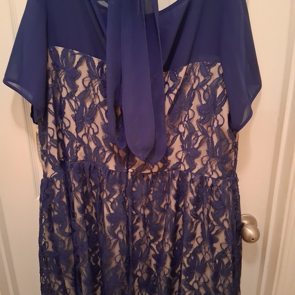 Julian Taylor-Stylish Blue Lace Overlay Dress SIZE 20W NWT